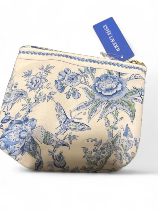 Estee Lauder Handbags - Estee Lauder Cream and Blue Floral Cosmetic Bag